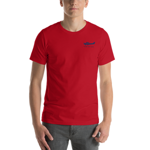 pilots' blue Cessna 172 design on red T-shirt