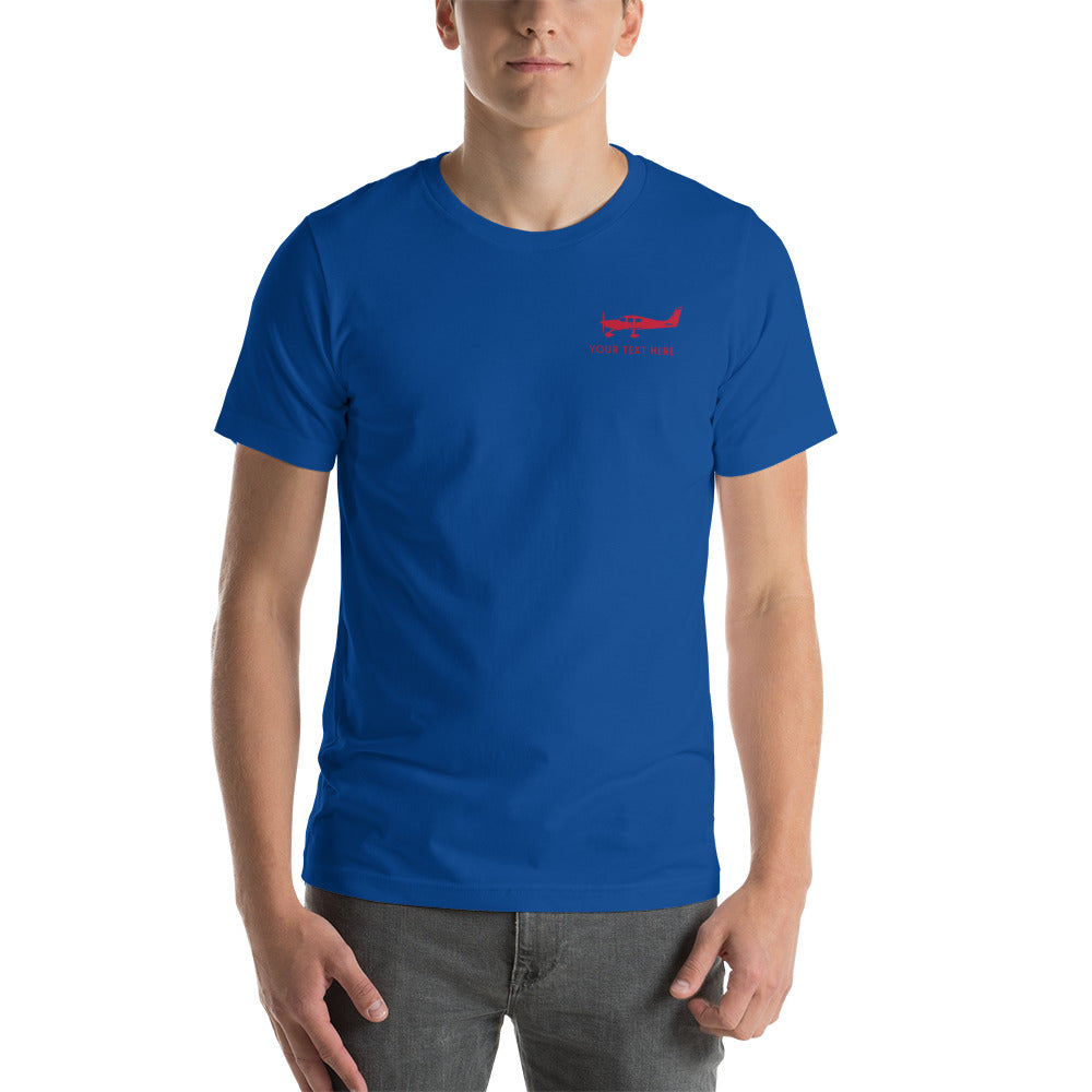 Pilots' red Cirrus SR 22 design on Royal blue t-shirt