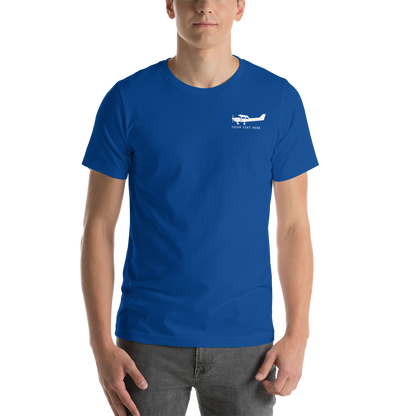 Pilot shirts: white Cessna 172/180 design on royal blue t-shirt