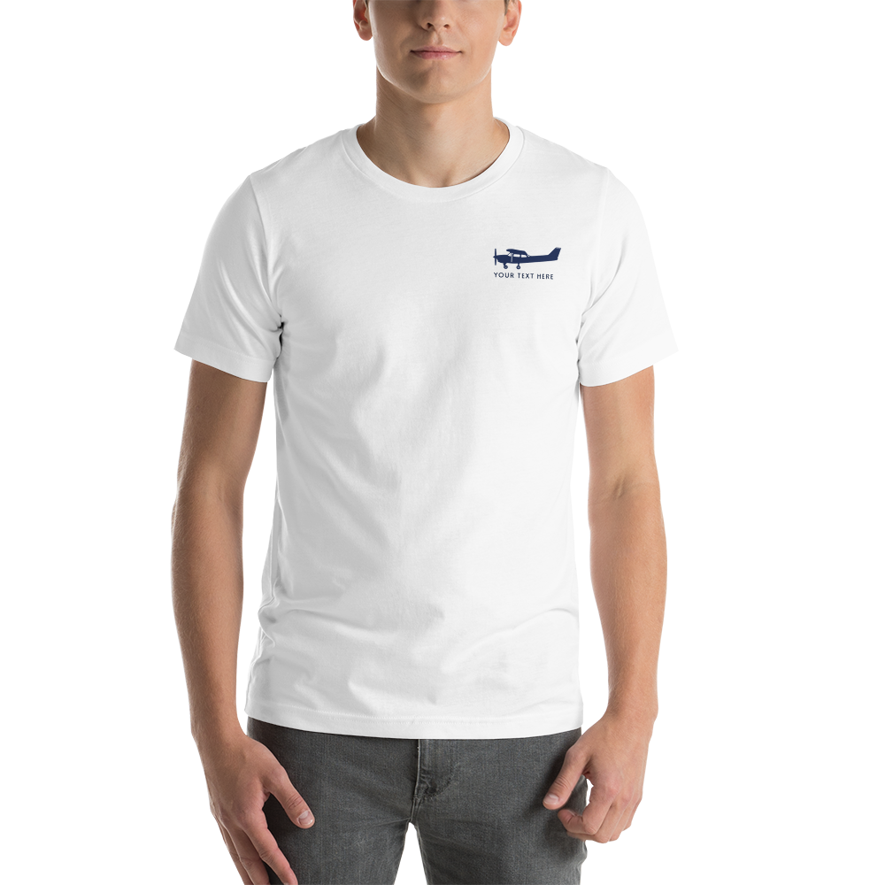 blue Cessna 172 Pilots' design on white T-shirt